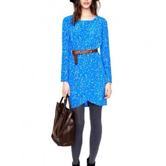 Madewell Dresses & Skirts - Madewell Silk Broadway & Broome Blue Long Sleeve Mini Dress Sundress Size 6